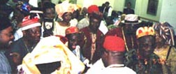 African Chiefs, and African elders mix at a cultural and traditional event